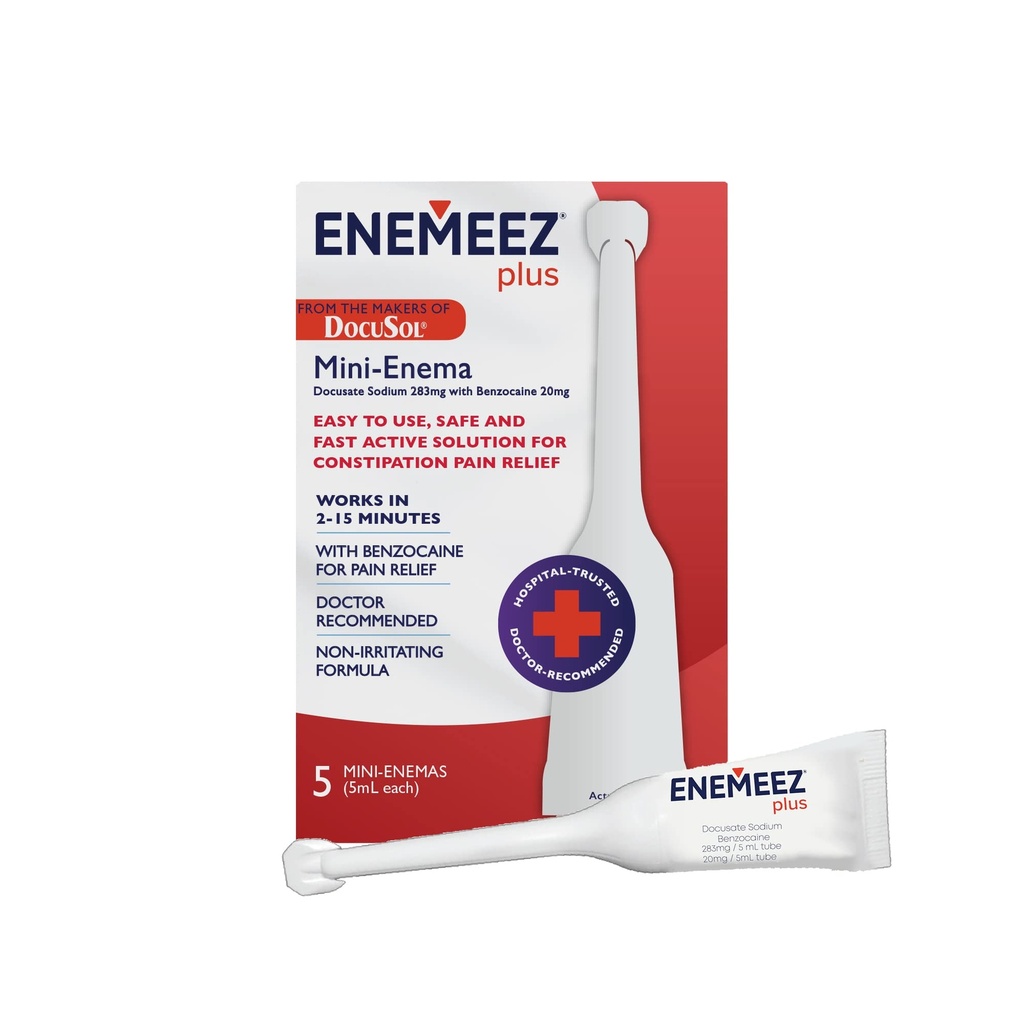 Enemeez Docusol Plus Docusate Lavement de sodium - Effacer 5 ml, 5 Compte, agir rapidement pour la constipation