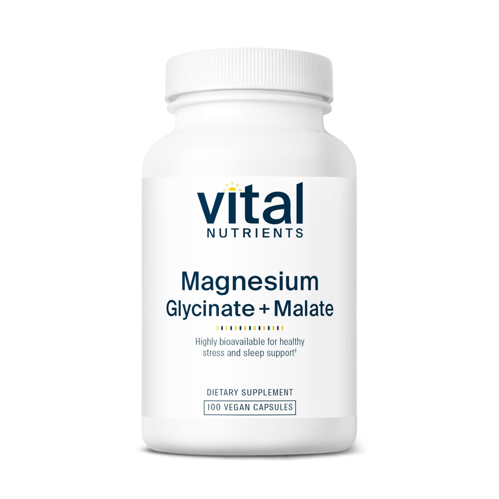 Nutriments vitaux Magnésium Glycinate + Malédiction 120mg Magnésium végétalien supplément pour les femmes et les hommes