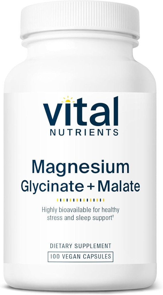 Nutriments vitaux Magnésium Glycinate + Malédiction 120mg Magnésium végétalien supplément pour les femmes et les hommes