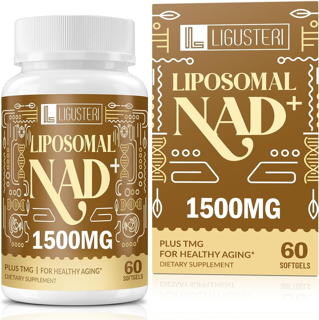1500 MG NAD+ liposomique, 98%+ Absorption, NAD+ Supplément pour les femmes et les hommes avec TMG, pour la défense du vieillissement, énergie cellulaire, coeur et fonction cérébrale, longévité, 60 Softgels