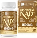 1500 MG NAD+ liposomique, 98%+ Absorption, NAD+ Supplément pour les femmes et les hommes avec TMG, pour la défense du vieillissement, énergie cellulaire, coeur et fonction cérébrale, longévité, 60 Softgels