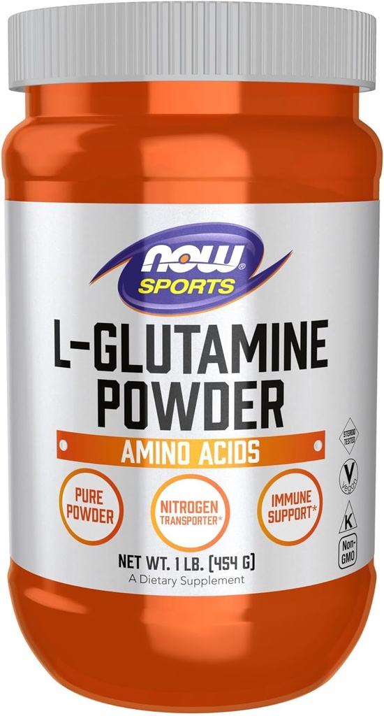 MAINTENANT Aliments Sports Nutrition, L-Glutamine Pure Poudre, Transporteur d'azote*, Acides aminés, 1-Pound