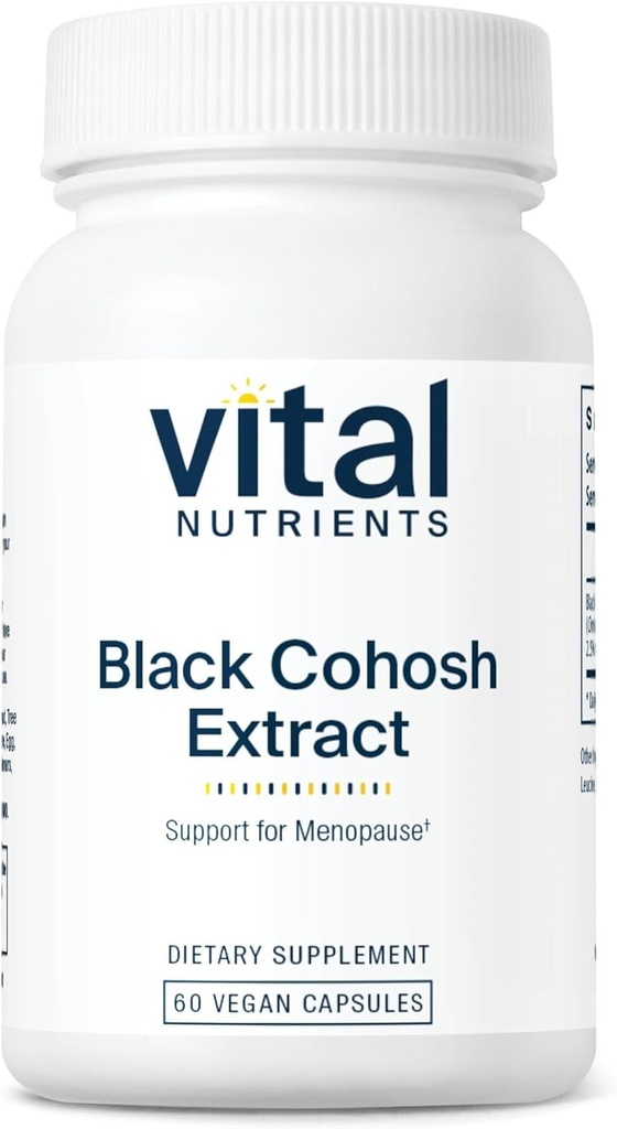Vital Nutrients Black Cohosh Extract 250mg| Vegan Supplement for Women’s Menopause, Hormonal Balance and PMS Support* | Gluten, Dairy and Soy Free | Non-GMO | 60 Capsules