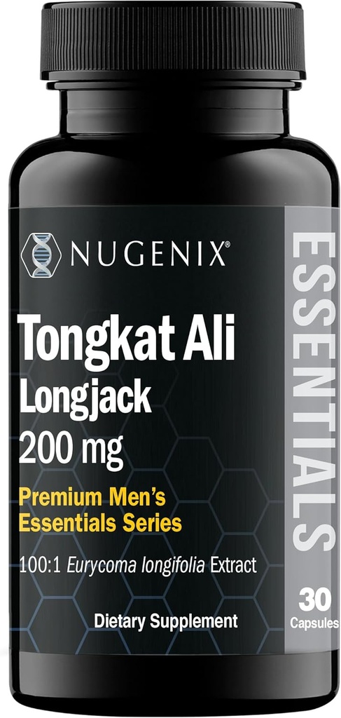 Nugenix Essentials Tongkat Ali pour les hommes, Soutien pour la santé des hommes, Longjack Eurycoma Longifolia Extrait, 30ct