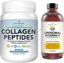 AMANDEAN Premium Liposomal Vitamin C & Bovine Collagen Peptides Bundle. Powerful Antioxidant. Liquid Quali-C. Grass-Fed Collagen. Hydrolyzed Type 1 & 3. Immune Support. Healthy Skin, Hair & Nails