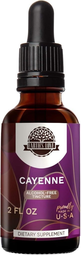 L'amour de la Terre - Teinture d'extrait de plantes sans alcool Cayenne, Cayenne (Capsicum annuum) séchée (2 Fl Oz)