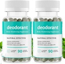 Supplément désodorisant pour le corps complet, Supplément de pilules désodorisantes naturelles, Capsule de désodorisation naturelle, Capsules de chlorophylle pour les femmes et les hommes 90 Compte