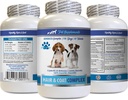 Suppléments de peau et de manteau pour chiens - Complexe des cheveux et manteaux pour chiens - Soulagement avancé de la peau - Bon pour les ongles - Vitamine pour chien e - 1 bouteille (60 comprimés)