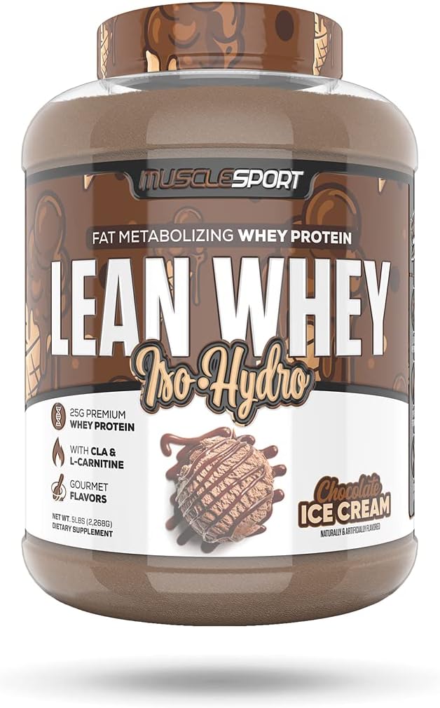 Musclesport Lean Whey Revolution™ Protein Powder - Whey Protein Isolate - Low Calorie, Low Carb, Low Fat, Incredible Flavors - 25g Protein per Scoop - 5lb Chocolate Ice Cream