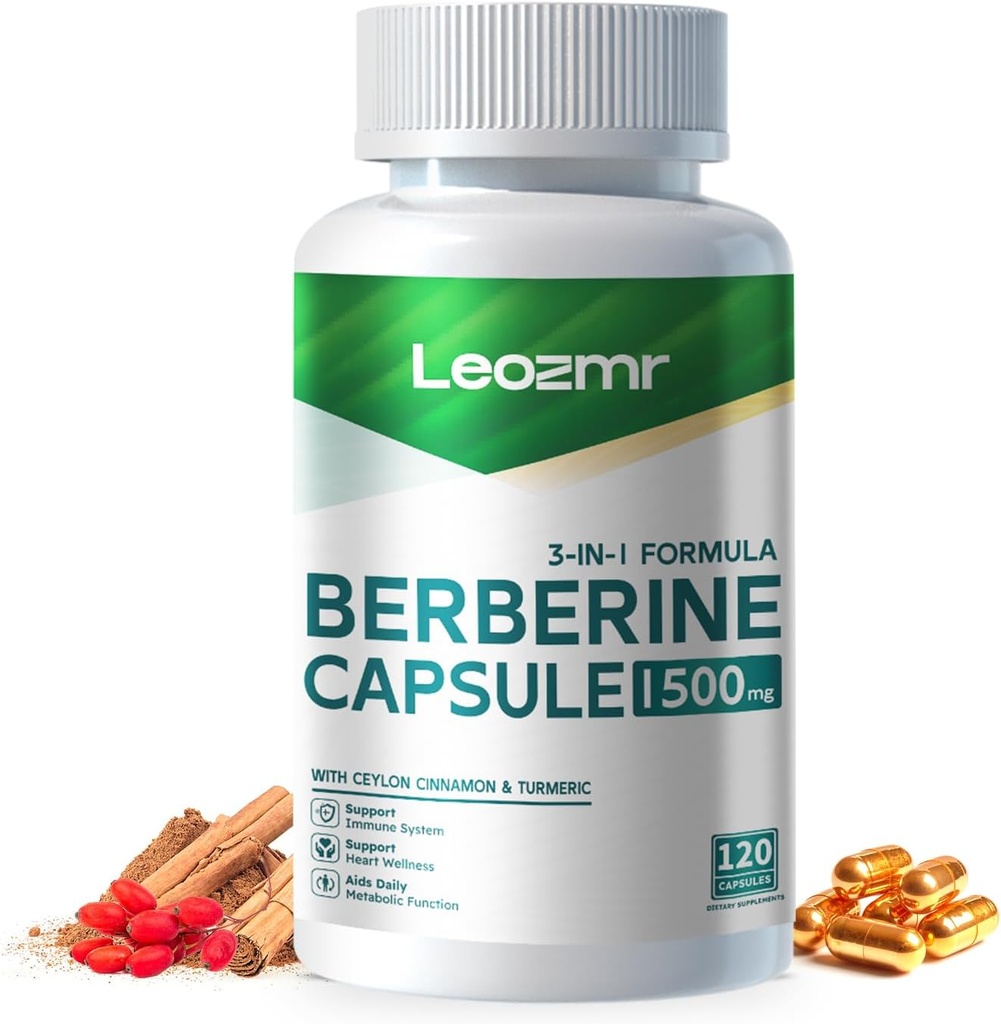 Supplément berbère - Berberine 1500mg par portion,120 Capsules - Berberine HCI - Berberine Plus - Plus Pure True Ceylan Cinnamon, Berberine HCI Root Suppléments Pills
