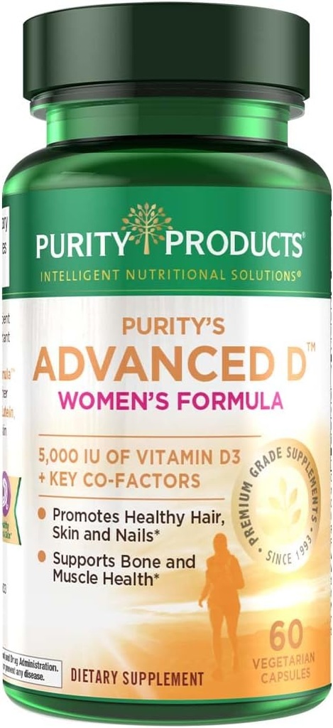 Produits de pureté Dr Cannell's Advanced Vitamine D Women's Formula Fortified with Lutein and Biotin for Healthy Peau and Hair - 60 Capsules végétariennes