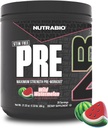 NutraBio STIM-Free PRE séance d'entraînement pour les hommes, nouvelle formule de Laser Focus, Pompes Extrêmes Performance, Endurance, 10g Citrulline, Beta Alanine, Nitrates, Nootropics, Electrolytes - 20 Servants Pastèque