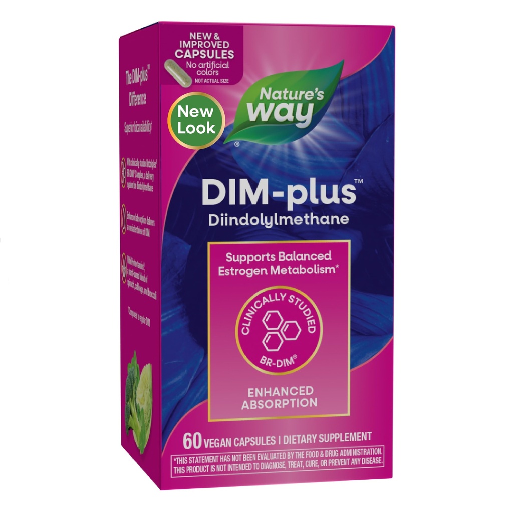 Nature's Way DIM-Plus, Supplément DIM, soutient le métabolisme équilibré de l'estrogène*, soutient l'équilibre hormonal de l'estrogène*, le diindolylméthane, 60 capsules végétaliennes