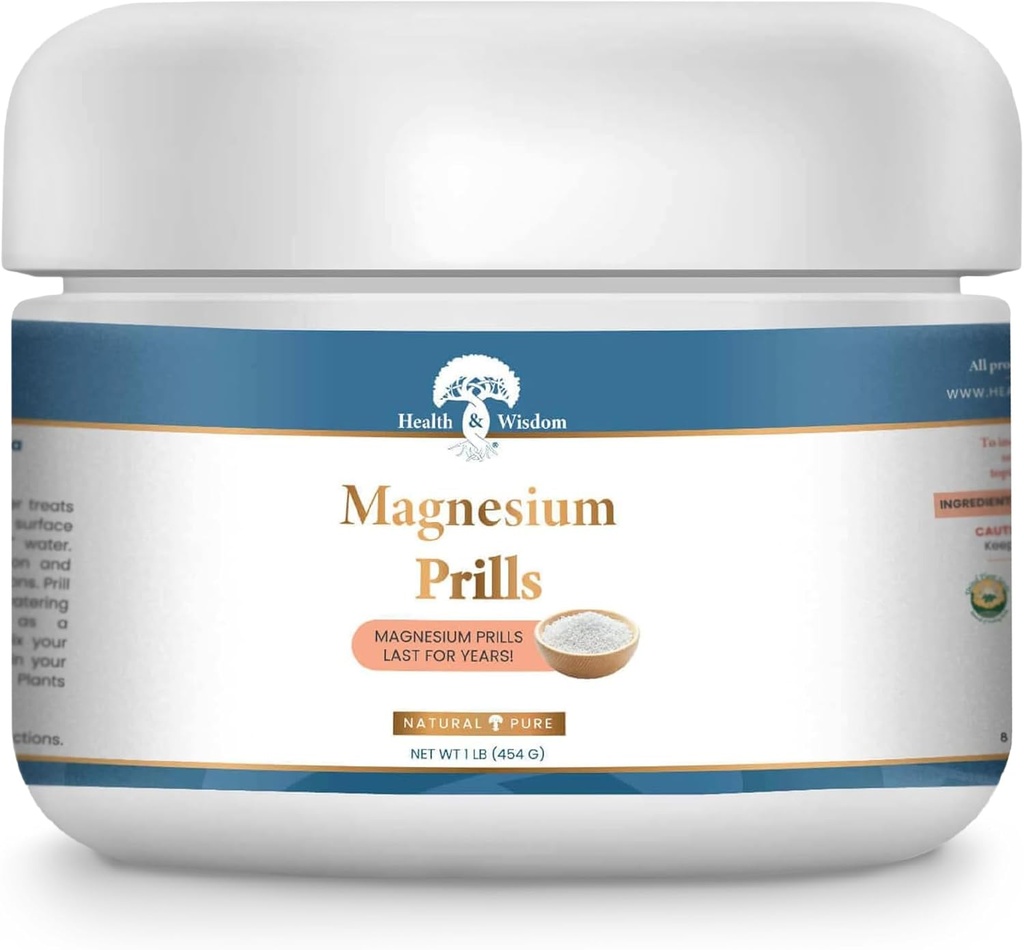 Santé et sagesse Prills de magnésium - Dispositifs d'eau structurés, Perles de blanchisserie de magnésium, Magnésium topique, Minéral précieux, Eau de magnésium, Eau déionisée, Savon de magnésium - 16 onces