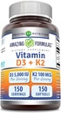Formules étonnantes Vitamine D3 5000 UI avec Vitamine K2 100 Mcg.