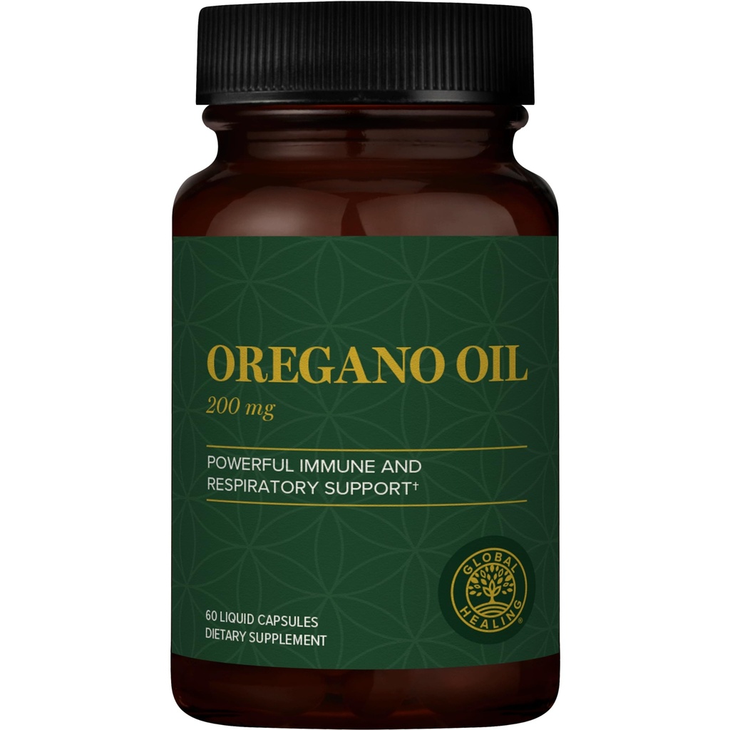 Global Healing Center - Capsules d'huile d'Origan avec ingrédients biologiques et extrait de poivre Cayenne, Capsules d'Origan pour le soutien du système immunitaire, santé respiratoire, digestion, gaz et bien-être Gut (60 comte)