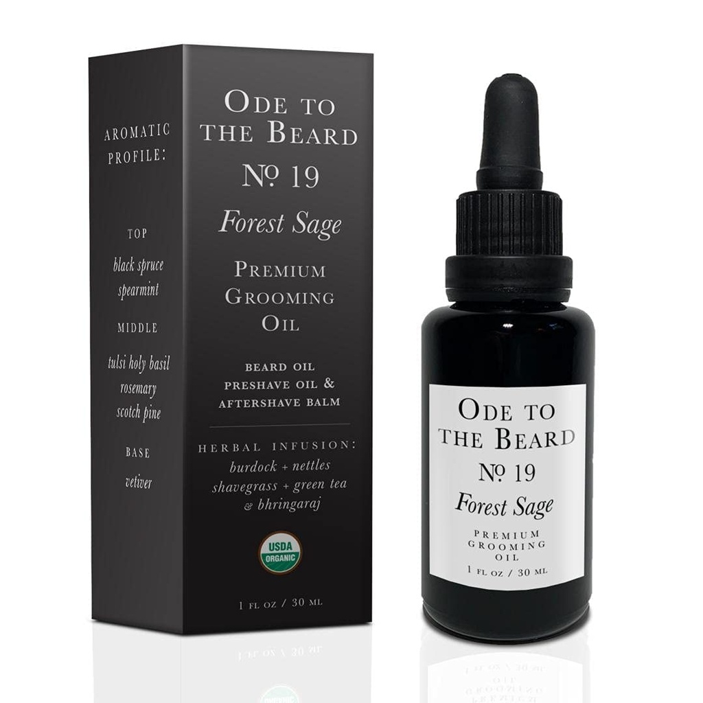 Mia végétalien - USDA Huile de barbe parfumée à l'épinette biologique pour les hommes, huile de grooming 3-en-1 premium avec huile d'argan et plus - Pour la croissance et l'entretien de la barbe, ode à l'huile de barbe de la forêt, 1 fl oz