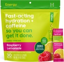Hydratant - Energy Poudre d'électrolyte, Lémonade aux framboises Saveur, 30 boîtes de bâtons de réhydratation de la caféine et de la L-Theanine en énergie - Poudre d'énergie à faible teneur en sucre pour usage quotidien