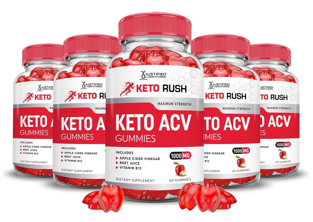 (5 Pack) Keto Rush Keto ACV Gummies Advanced Formula 1000MG Keto Rush Keto Gummies Apple cider Vinegar Boost Formulé avec la poudre de jus de betterave de grenade B12 Vegan Non OGM 300 Gummys