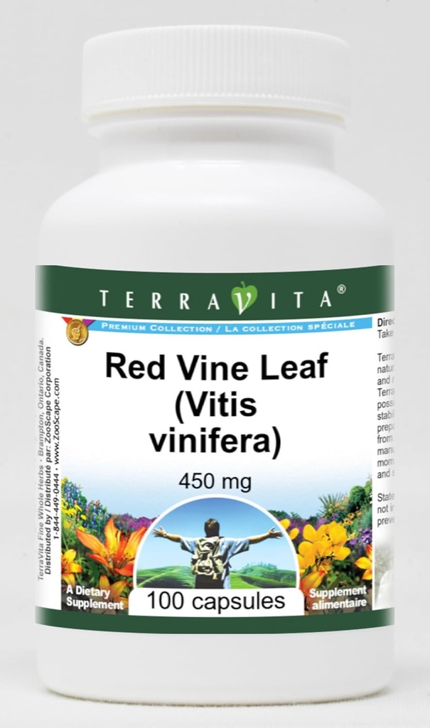 Feuille de vigne rouge (Vitis vinifera) - 450 mg (100 gélules, ZIN: 511411) - 3 boîtes