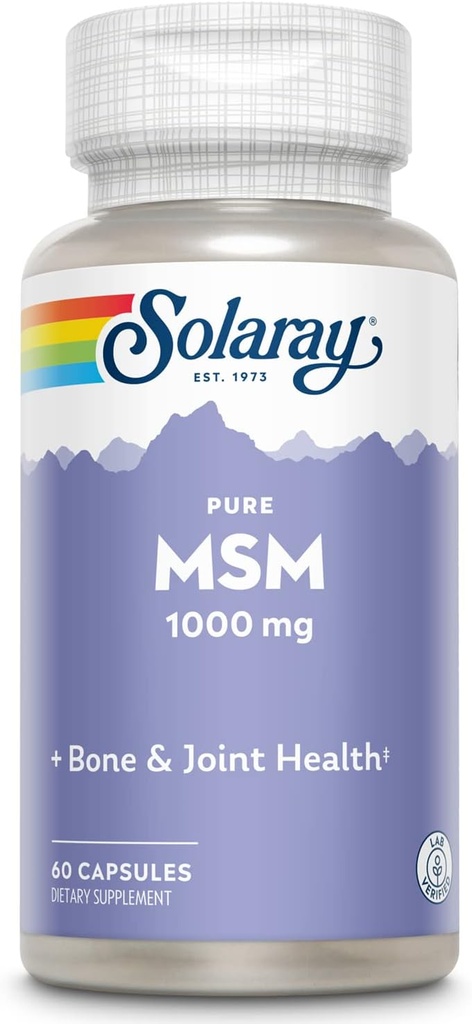 SOLARAY Pure MSM Capsules, 1000 mg, 60 Count