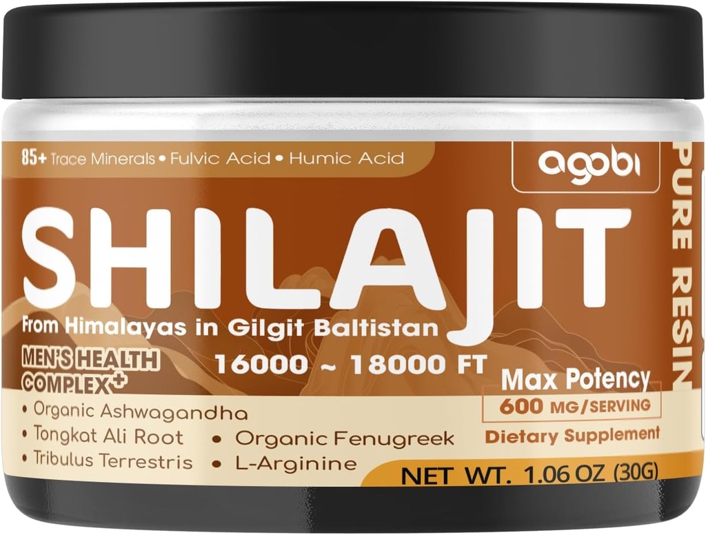 Shilajit Résine biologique pure himalayenne - Supplément Shilajit de 30g avec 85+ minéraux traces, acide fulvic, racine d'Ashwagandha, Tongkat Ali & More Herbal - Soutien immunitaire, production d'énergie et santé du cerveau