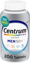 Centrum Silver Men's 50+ Multivitamin with Vitamin D3, B-Vitamins, Zinc for Memory and Cognition - 200 Tablets