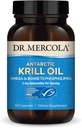 Dr Mercola Antarctic Krill Oil - 1 000 mg - Supplément Oméga-3 avec EPA et DHA - Soutient la santé cérébrale, cardiaque, articulaire et immunitaire - Sans OGM, sans gluten et sans soja - 60 capsules (30 portions)