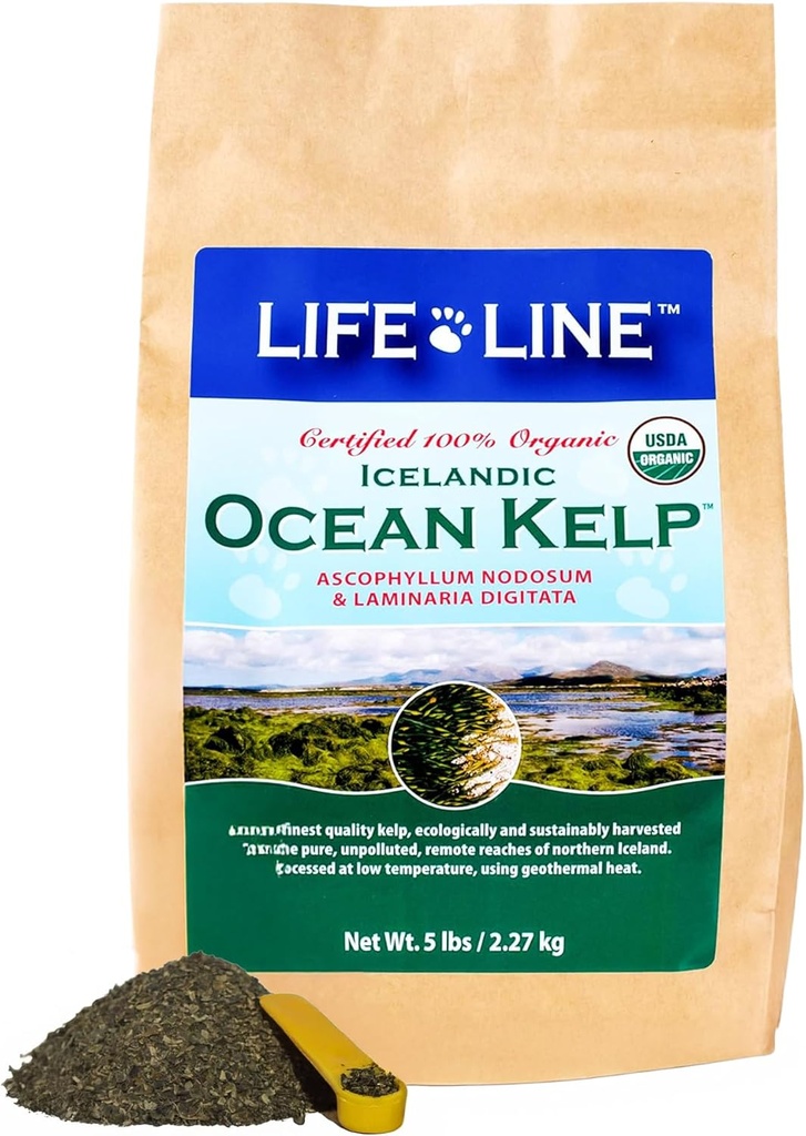 Life Line Certified Organic Ocean Kelp Supplément pour les chiens, chats et chevaux.