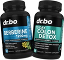 Berberine Supplement & Colon Cleanser Detox - Berberine HCL Supplement Capsules & 15 Day Intestinal Cleanse Pills & Probiotic - Premium HCL Bowel Movement Complètes for Stomach Bloating