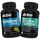 Berberine Supplement & Colon Cleanser Detox - Berberine HCL Supplement Capsules & 15 Day Intestinal Cleanse Pills & Probiotic - Premium HCL Bowel Movement Complètes for Stomach Bloating