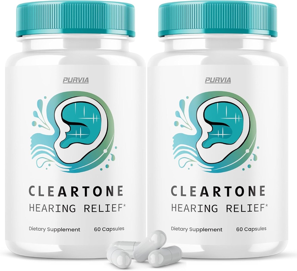 (2 packs) Pilules Cleartone - Formule officielle - Pilules de soutien auditif Cleartone Tinnitus, Pilules de tonalités claires Relief auditif Formule de force maximale Supplément de vitamine avancée Clear Tone (120 capsules)