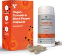 Vegan Turmeric & Black Pepper Capsules (60 Capsules) – Suppléments Tumériques Capsules 1 par jour — Suppléments pour adultes et enfants