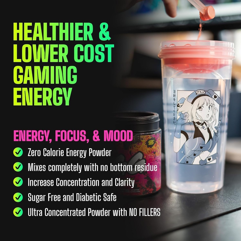 Gamer Supps, GG Energy Red Raspberry (100 portions) - Keto Friendly Gaming Energy et mélange nootropique, sans sucre + caféine biologique + vitamines, boisson en poudre