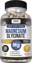 Kaya Naturals Magnésium Glycinate 183mg par bouchon, Chélaté pour Absorption maximale, Non-OGM, NO Gluten Dairy & Soy, soutient la santé musculaire et cardiaque 30 Compte