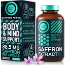 Suppléments de safran pour les femmes et les hommes - 88,5mg Extrait pur de safran - Antioxydant, santé oculaire, soutien énergétique et rappel d'humeur - végétalien, fabriqué aux États-Unis, 60 capsules une fois par jour
