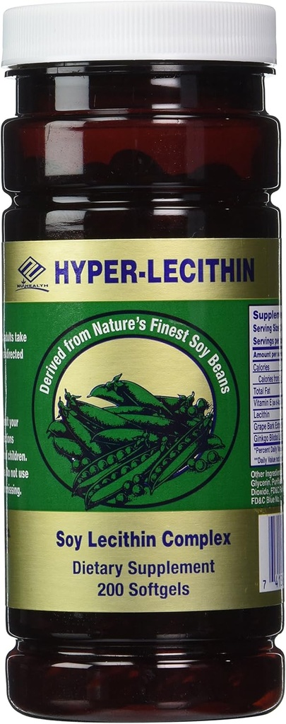 Nu Health Hyper-lecithine (200 Softgels) Complexe de lécithine de soja