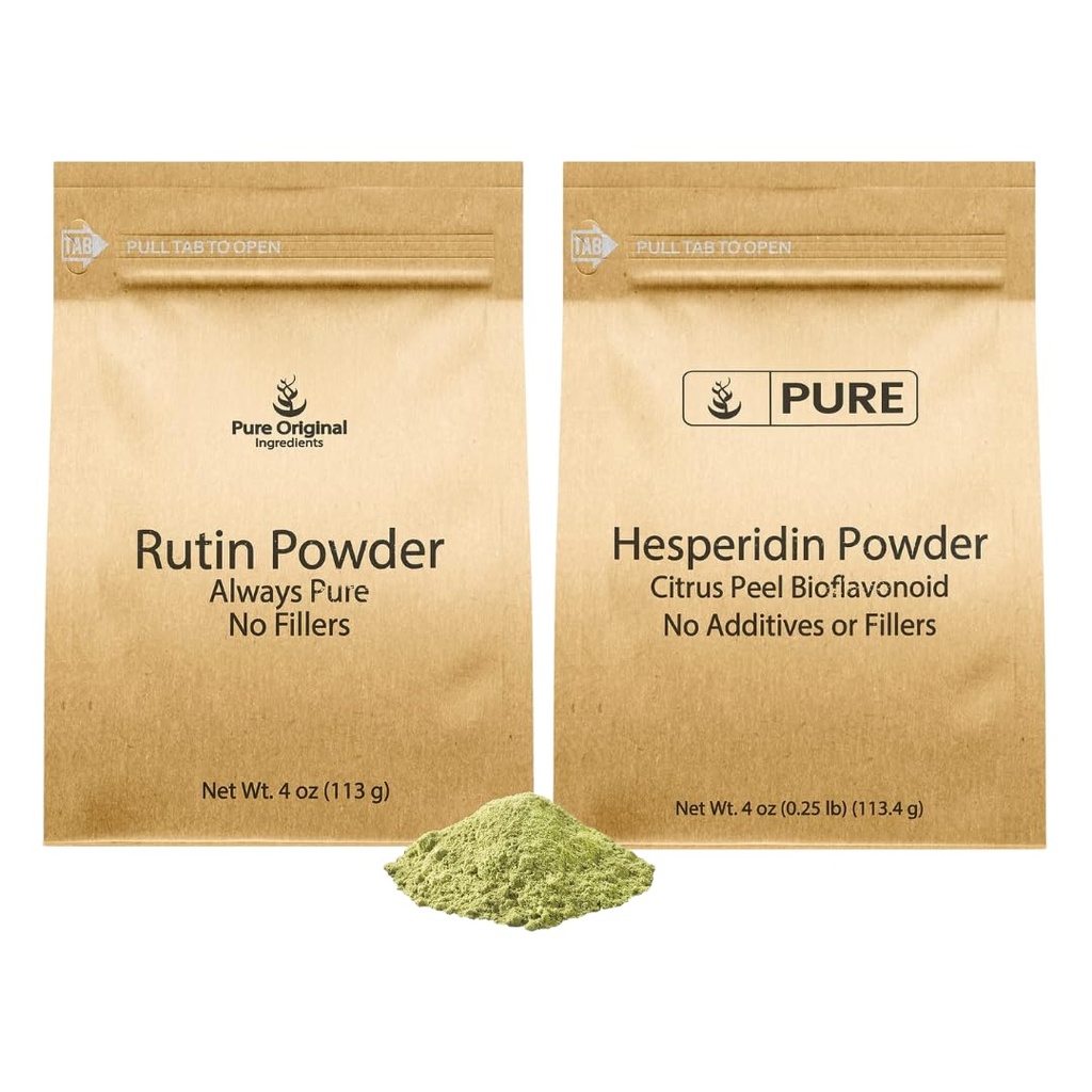 INGRÉDIENTS ORIGINAUX Hespéridin poudre et poudre de rutine, 4 oz chacun, toujours pur, supplément alimentaire, laboratoire vérifié