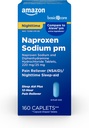 Soins de base All Night Pain Relief PM, Naproxen Sodium, 220 mg/Diphénhydramine Hydrochloride, 25 mg Comprimés, Pain Reliever/Nighttime Sleep-Aid, 160 Nombre