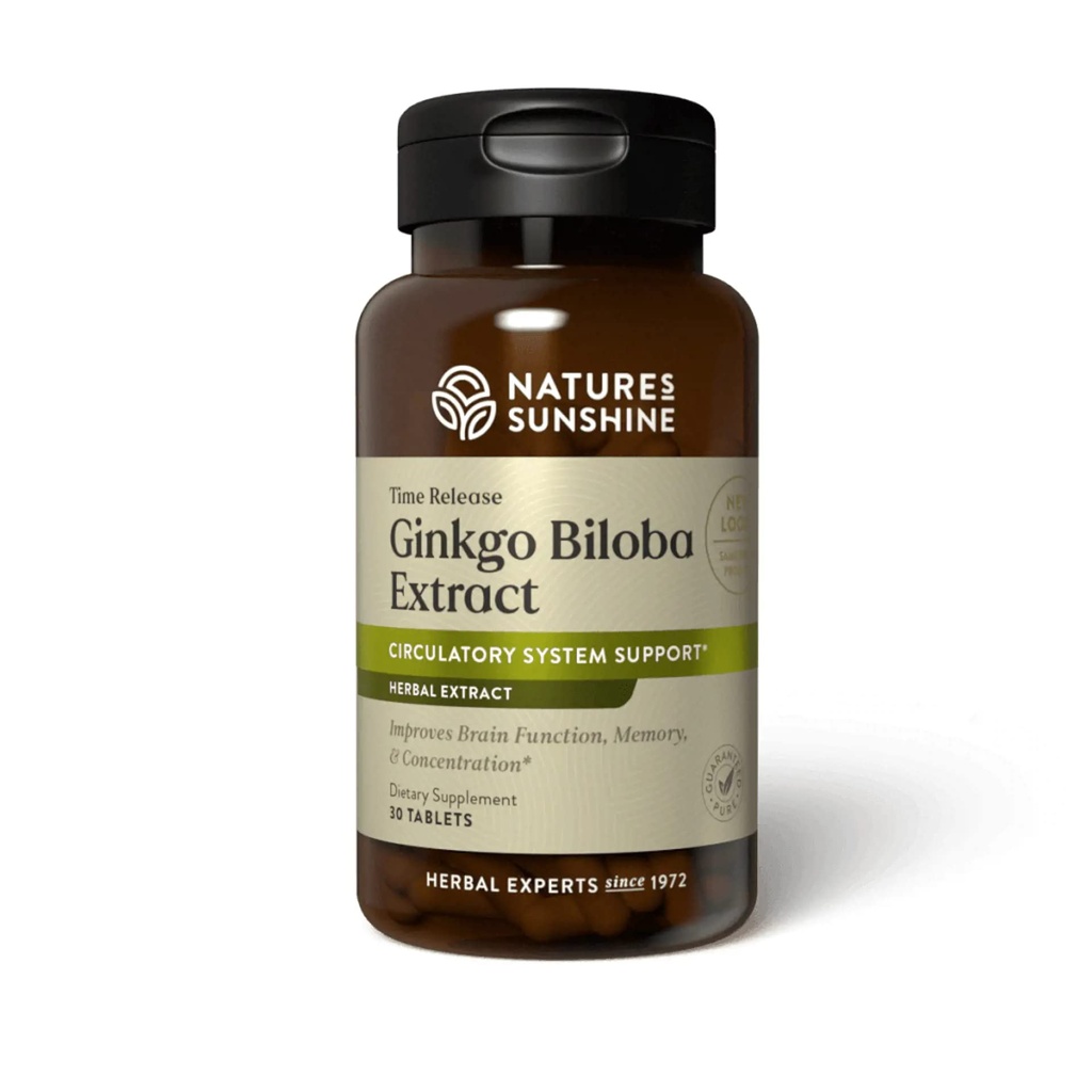 Le soleil de la nature Ginkgo Biloba, 30 comprimés pour la libération du temps favorise la circulation vers le cerveau et soutient la mémoire et les fonctions de concentration