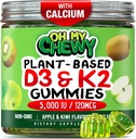 Vitamine au centre D3 K2 Gummies - Enfants, adolescents et adultes - Supplément pour les dents, les os, l'énergie et l'immunité - 5000 UI D3, 120 mcg K2(MK-7), 120 mg de calcium - Végétaux et non-OGM - 60 Nombre