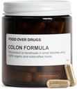Food Over Drugs Colon Formula – Mélange d'herbes de nettoyage des colonies avec Cascara Sagrada, Psyllium Husk, Dandelion Root, Ginger et Marshmallow – Supplément de soutien digestif basé sur les plantes [60 ct]