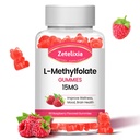 L-Méthylfolate 15mg & Méthyl B12 Gummies, supplément de folate pour la santé du cerveau, l'humeur et l'immunité, synthèse et réparation de l'ADN, sans sucre, végétalien, parfum de framboise, 60 comte