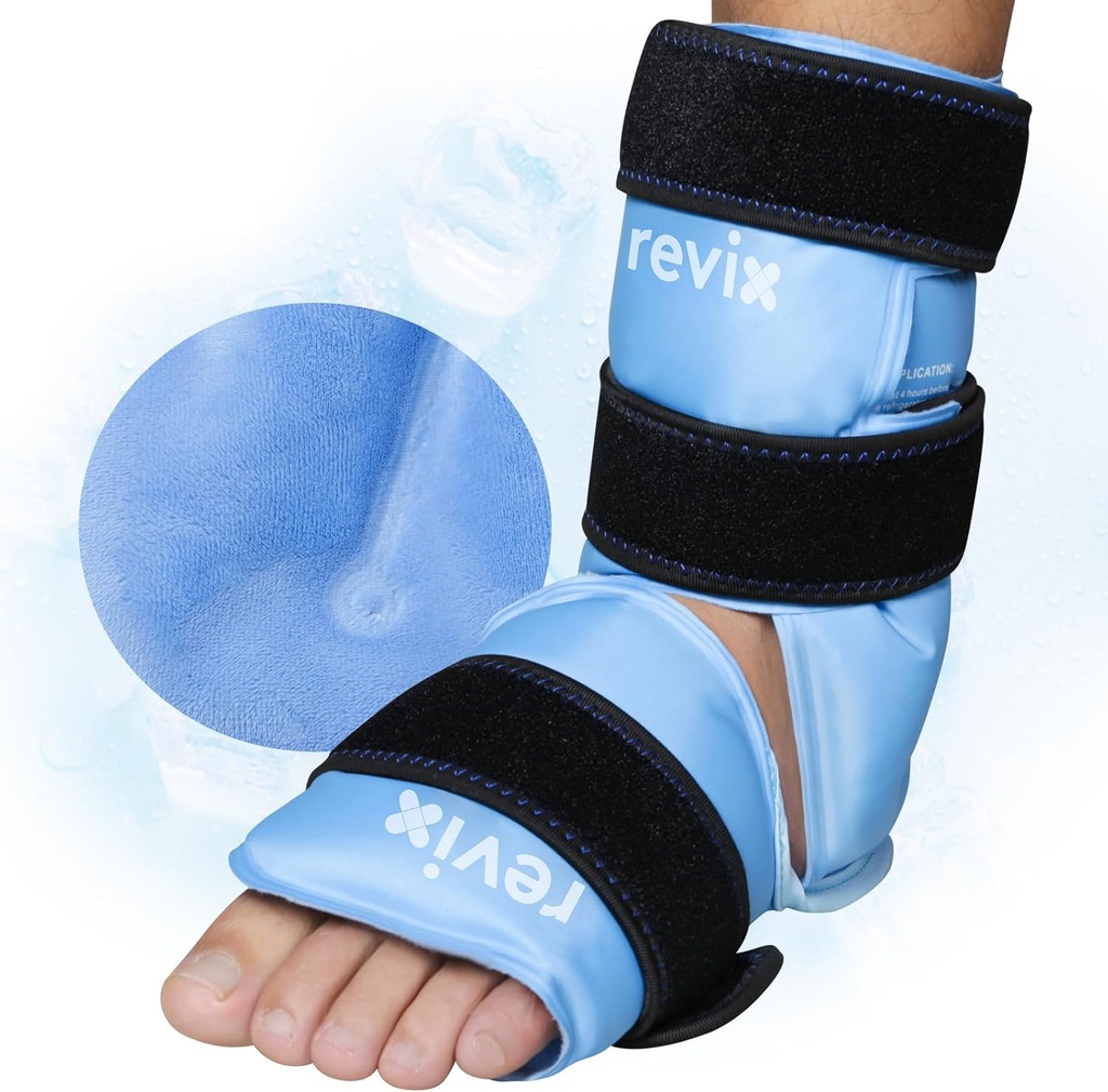 REVIX Paquet Ice Pack pour soulager la douleur au pied et les blessures aux pieds, Paquets froids gel réutilisables pour Achille Tendonitis, Fasciite Plantare, Poignées et Talons Sprained