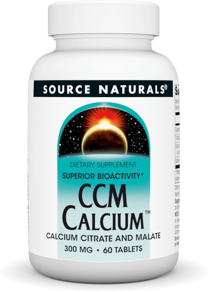 Source Naturals CCM Calcium - Citrate de calcium et malate - 300 mg - 60 comprimés