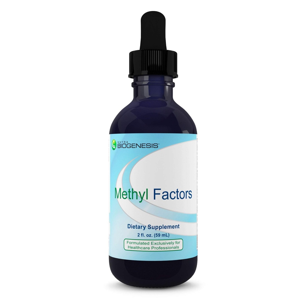 Nutra Biogenesis Methyl Factors - Vitamin B12 Drops, Methylfolate Drops, Sublingual Liquid for Women & Men, B Complex with Folic Acid for Kids & Adults, Energy Supplement, Sugar Free - 2 Fl Oz