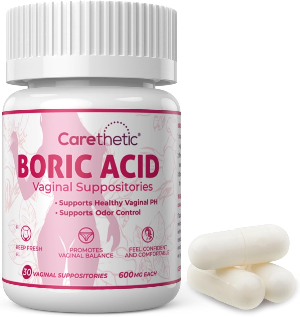 Suppositoires vaginales - pH Balance et contrôle de l'odeur pour les femmes, 600mg, 30 Compte - Santé féminine douce