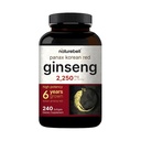 NatureBell Ginseng rouge coréen 2,250mg par service, 240 Softgels , Panax Ginseng racine, normalisé à 10% Ginsénosides, non-OGM, énergie de soutien, performance masculine, et système immunitaire