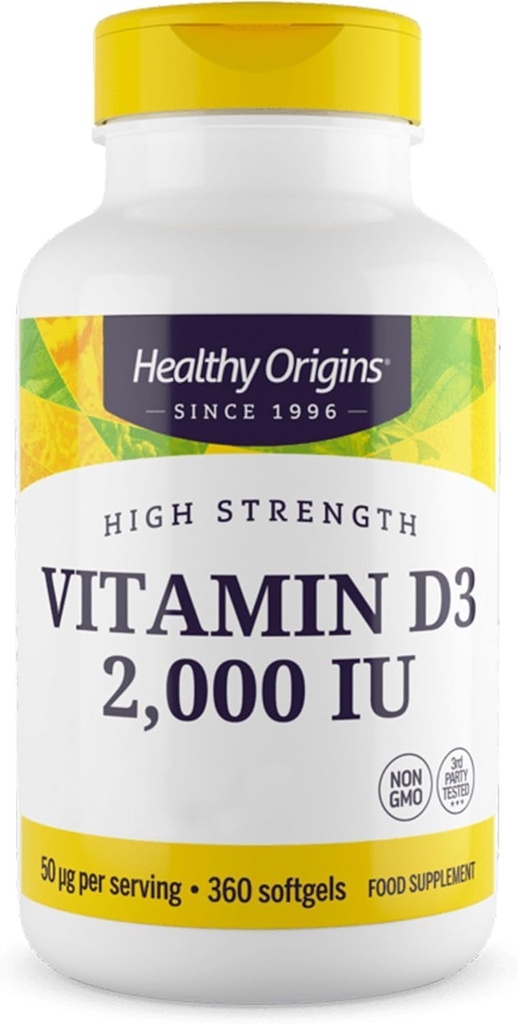 Origines saines Vitamine D3 1 000 UI (non OGM), 360 softgels