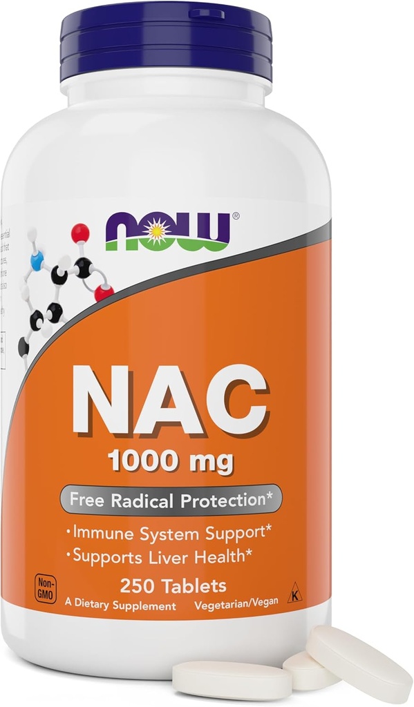 Now NAC, 1000 mg, 250 Tablets, Vegetarian and Vegan, Non-GMO